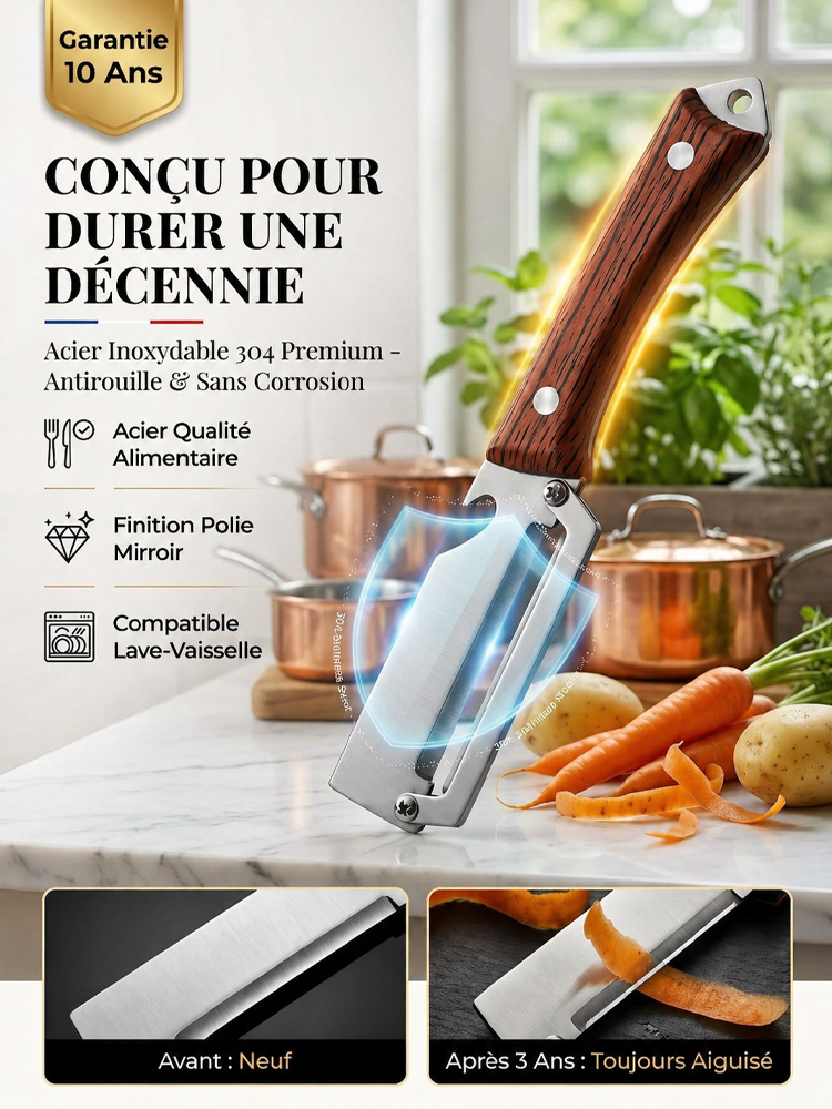 Grand couteau d’office multifonction en acier inoxydable