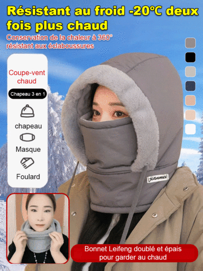 Bonnet Leifeng doublé et épais pour garder au chaud