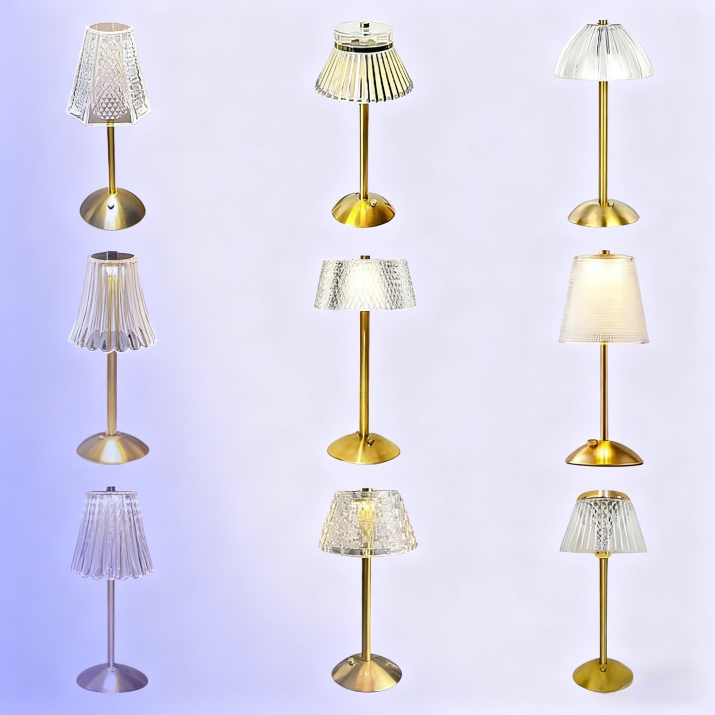 Lampe de bureau tactile sans fil rechargeable en cristal