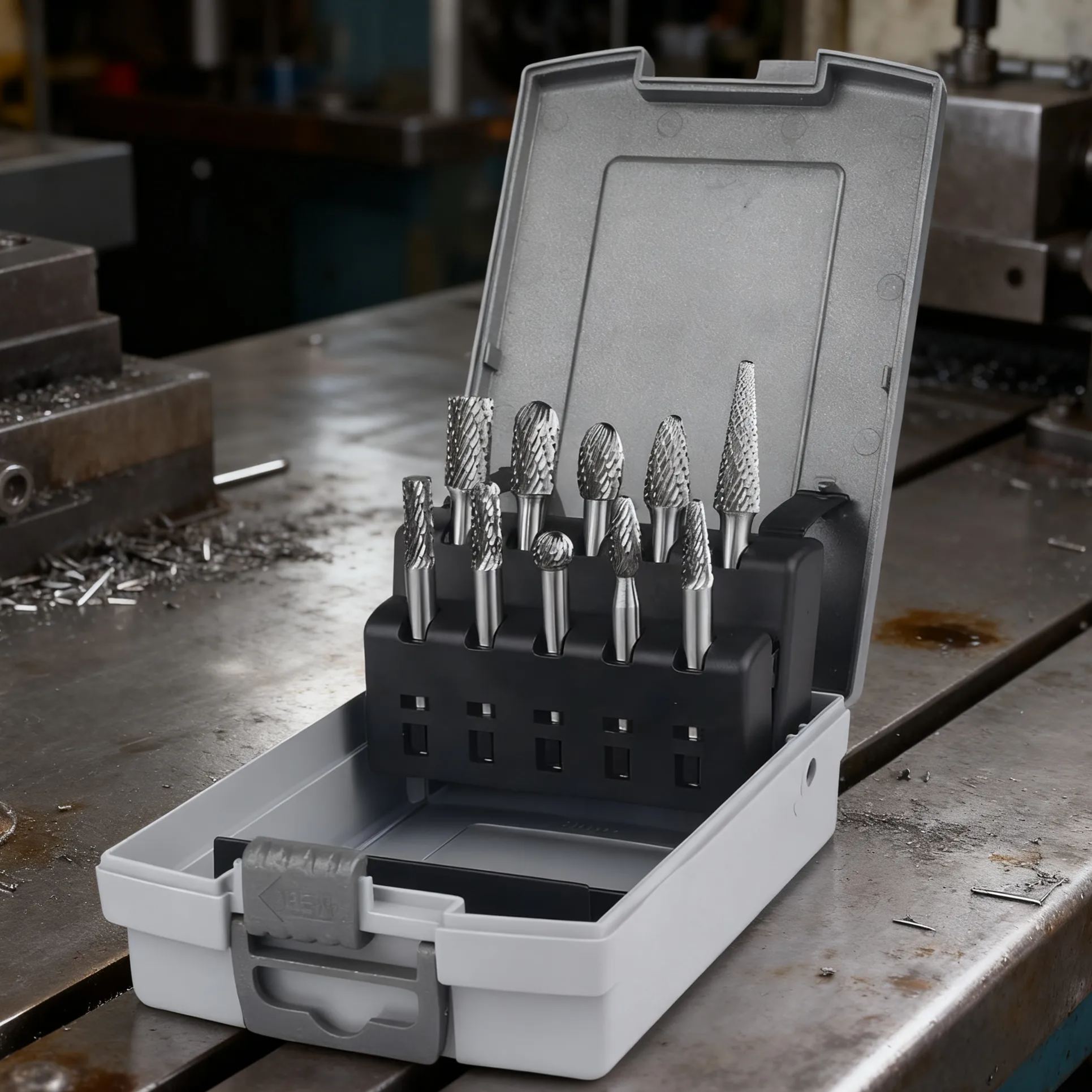 Zestaw pilników obrotowych z węglika spiekanego z podwójnym ostrzem