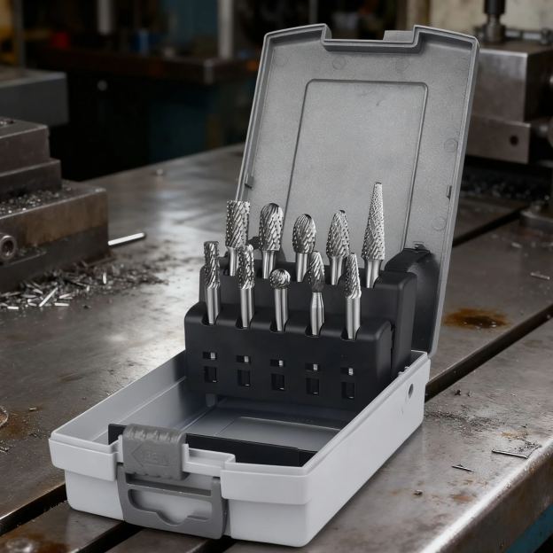 Zestaw pilników obrotowych z węglika spiekanego z podwójnym ostrzem