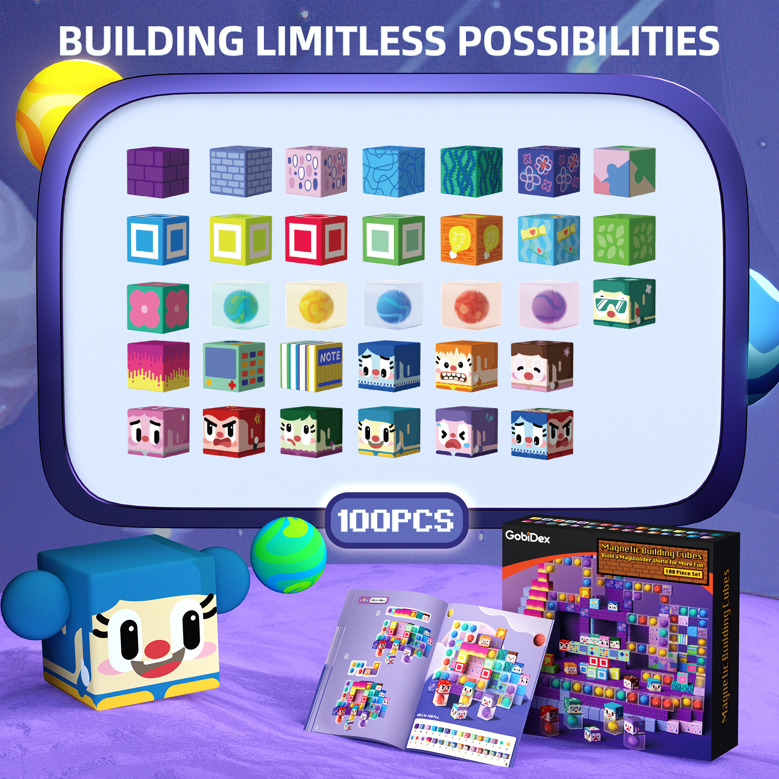 GobiDex Magnetic Building Cubes (Mood Matrix)