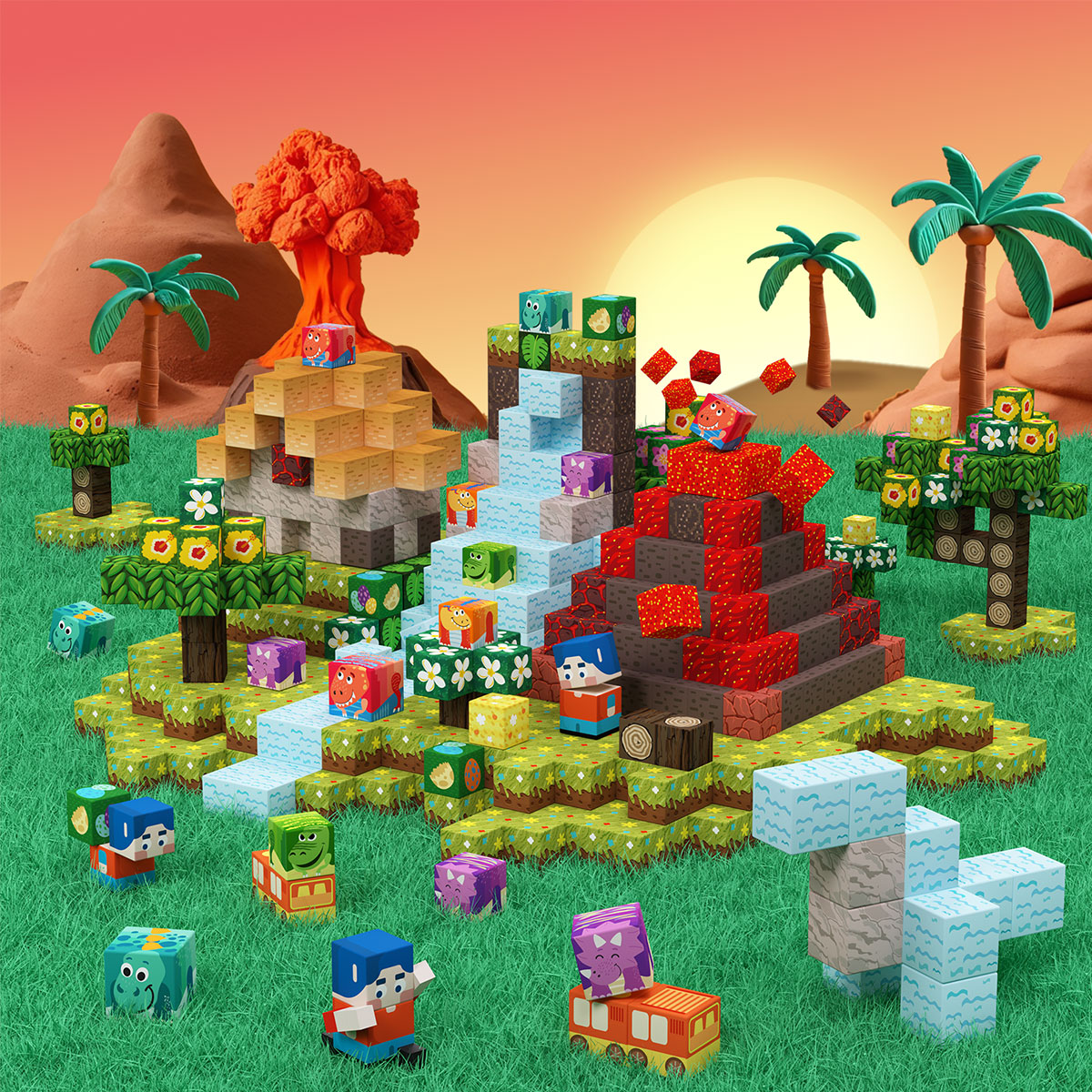 GobiDex Magnetic Building Cubes (Dinosaur)