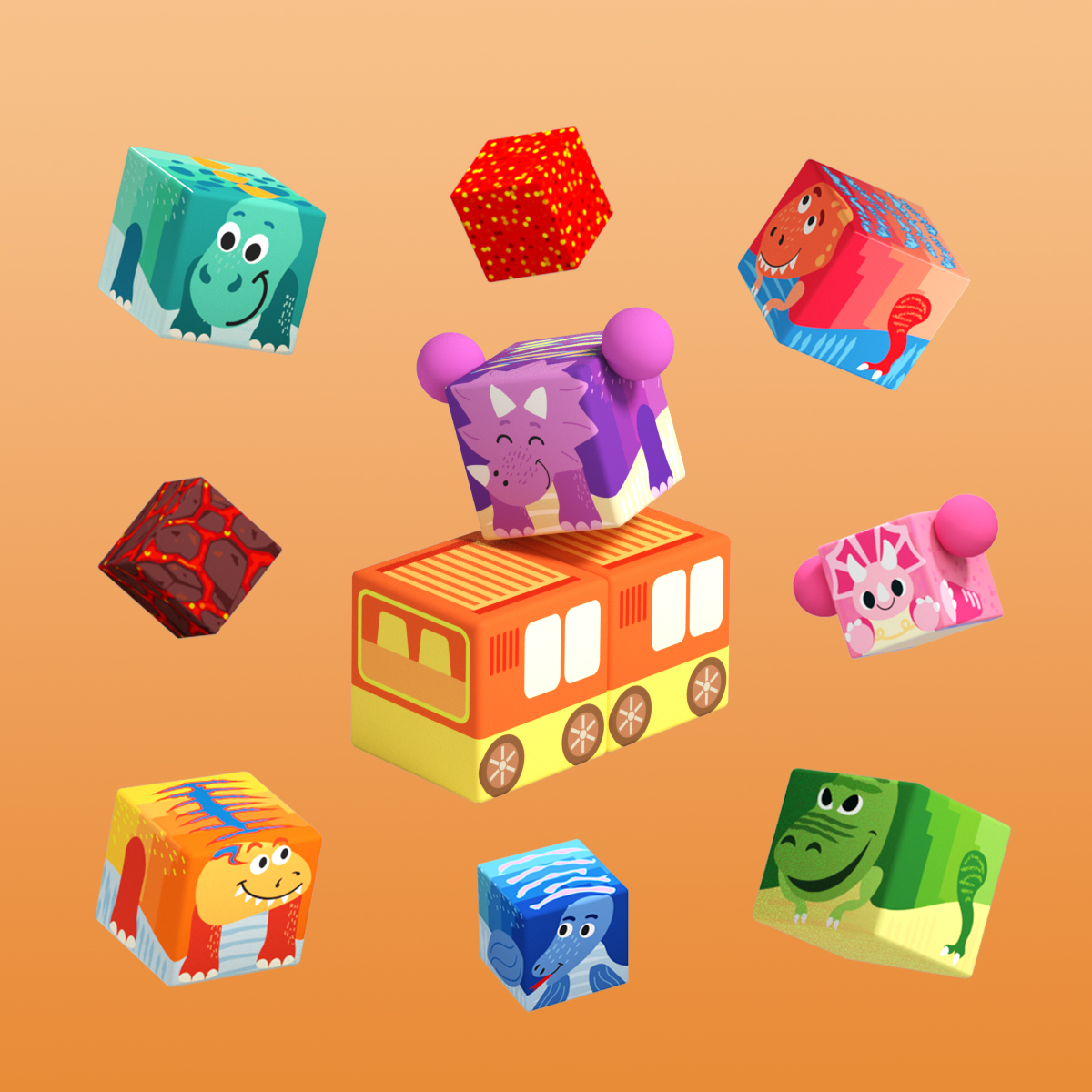 GobiDex Magnetic Building Cubes (Dinosaur)