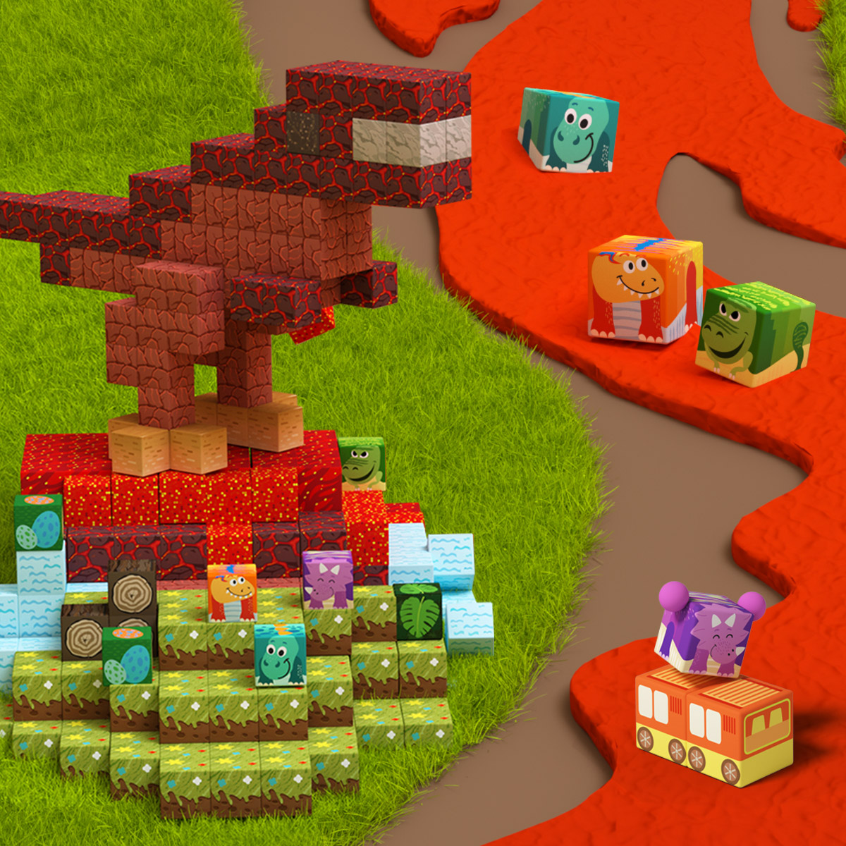 GobiDex Magnetic Building Cubes (Dinosaur)