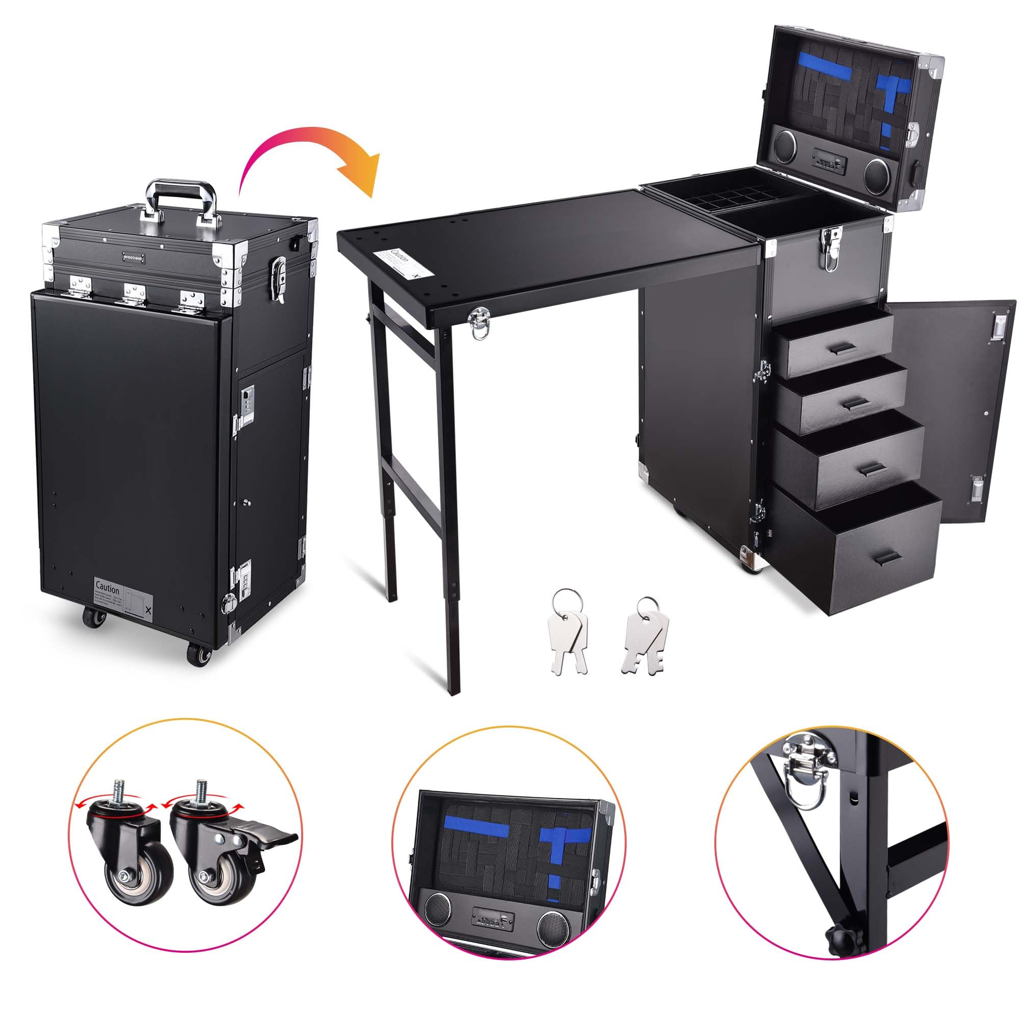 Only $29.88 Last 24 Hours!Rolling Manicure Table Makeup Station!