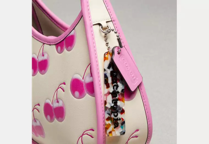Leather cherry print bag