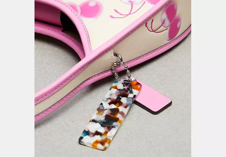 Leather cherry print bag