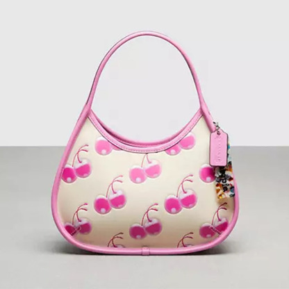 Leather cherry print bag