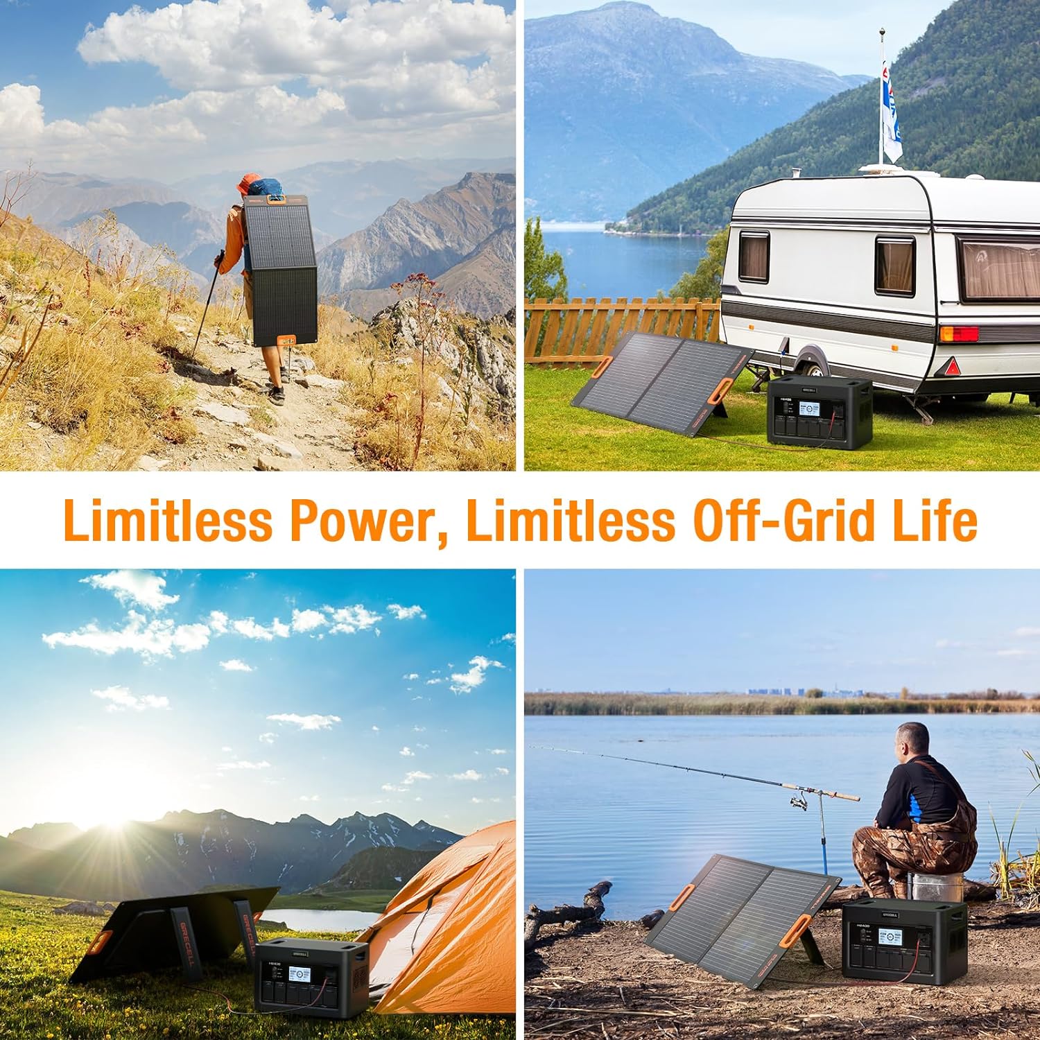 LiFePO4 Solar Generator UPS Home Battery Backup Power w/4 2400W AC Outlets (4800W Peak)