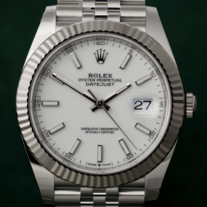 Rolthtex Datejust 41 Oystersteel and 18K White Gold 41 mm White Dial 126334-0010