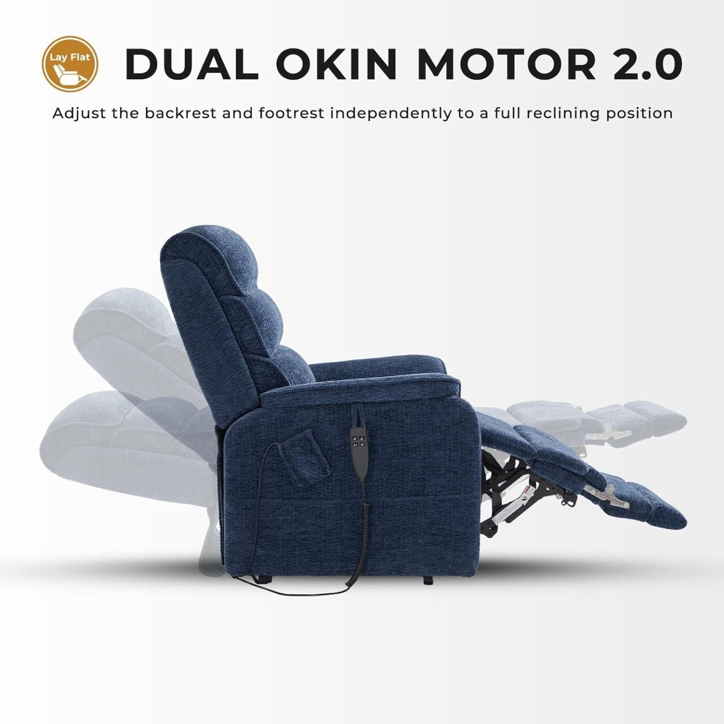 Irene House 9188 Medium Dual Motor Lay Flat Recliner Lift Chair Recliners Infinite Position with Heat Massage for Elderly Up to 300 LBS Electric Power Lift Recliner Chair Sofa