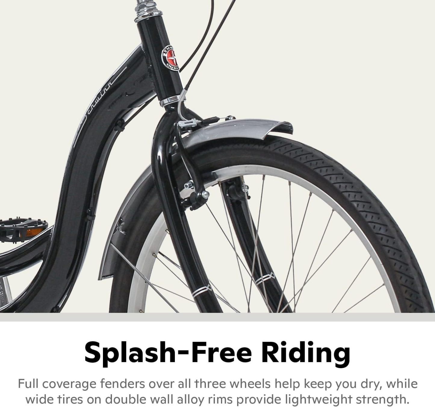 Schwinn Meridian Adult Tricycle Bike, Three Wheel Beach Cruiser, 24 & 26-Inch Wheels, Low Step-Through Aluminum Frame, Adjustable Handlebars, Large Cruiser Seat, Rear Folding Basket