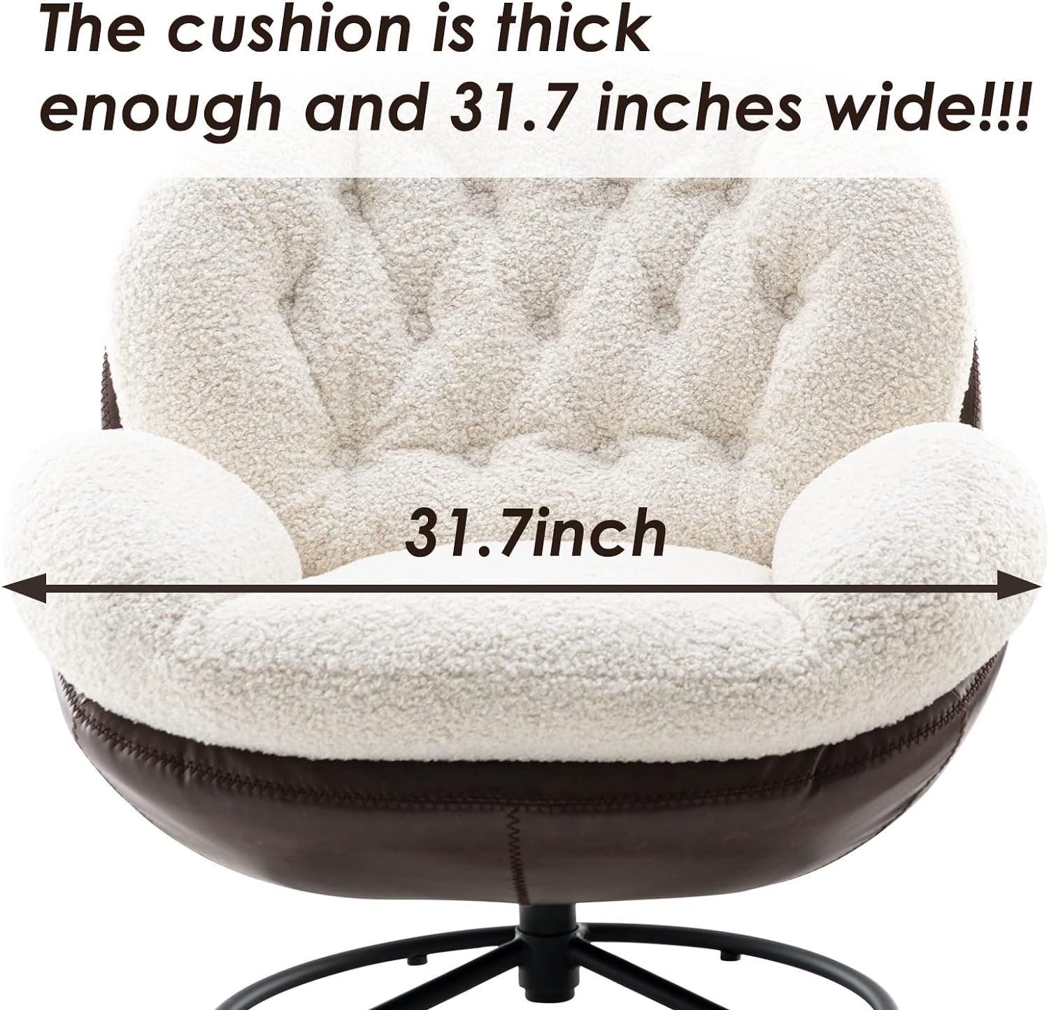 Mid-Century Modern Faux Fur Lounge Swivel Chair for Reading/Living Room/Bedroom