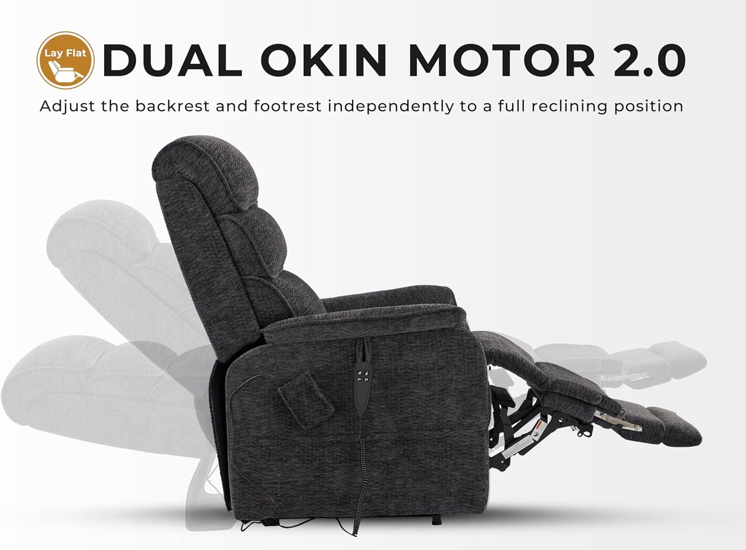 Irene House 9188 Medium Dual Motor Lay Flat Recliner Lift Chair Recliners Infinite Position with Heat Massage for Elderly Up to 300 LBS Electric Power Lift Recliner Chair Sofa