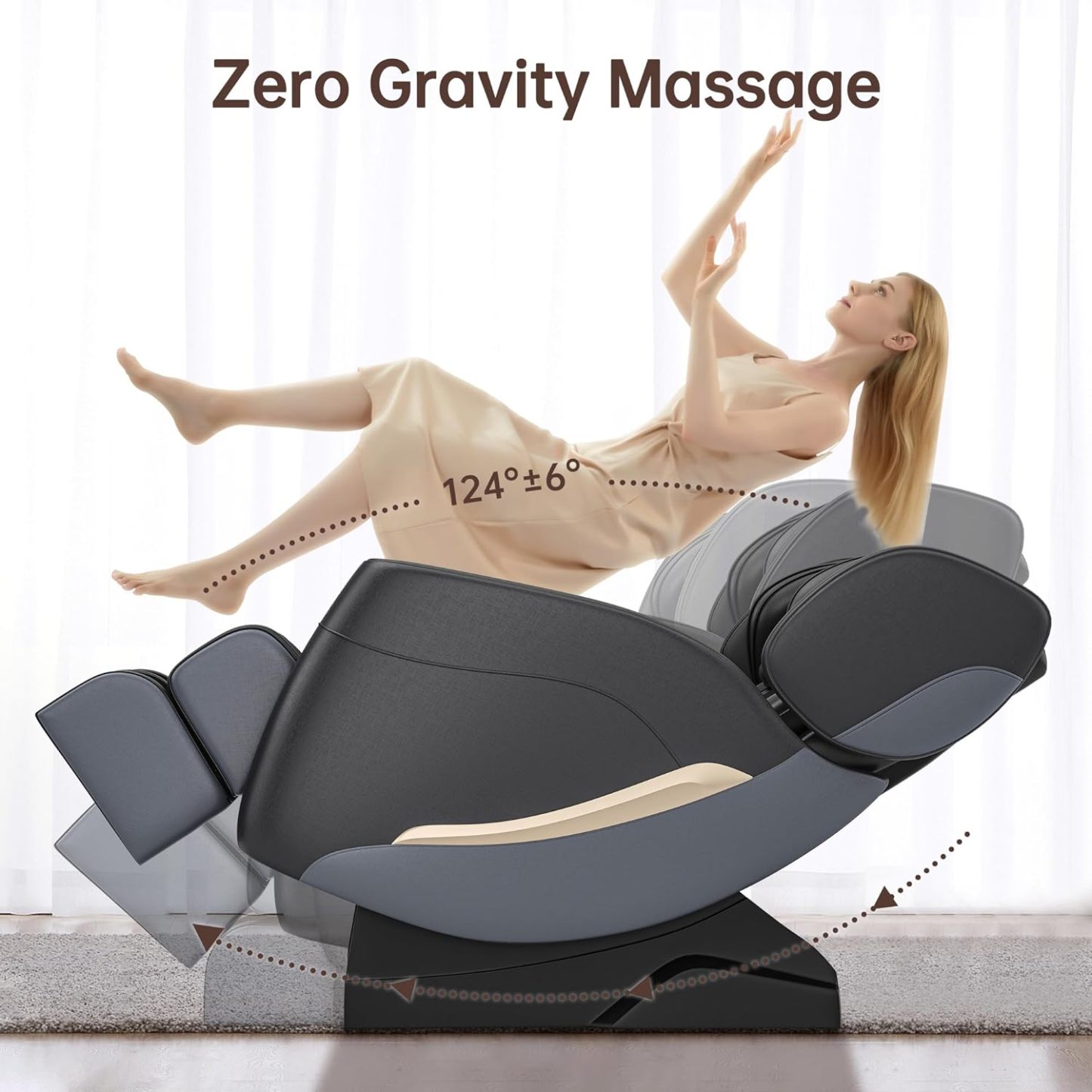 2024 Massage Chair, Full Body Zero Gravity Massage Chair with 8 Fixed Massage Rollers, 6 Auto Modes, Waist Heated, Bluetooth Speaker