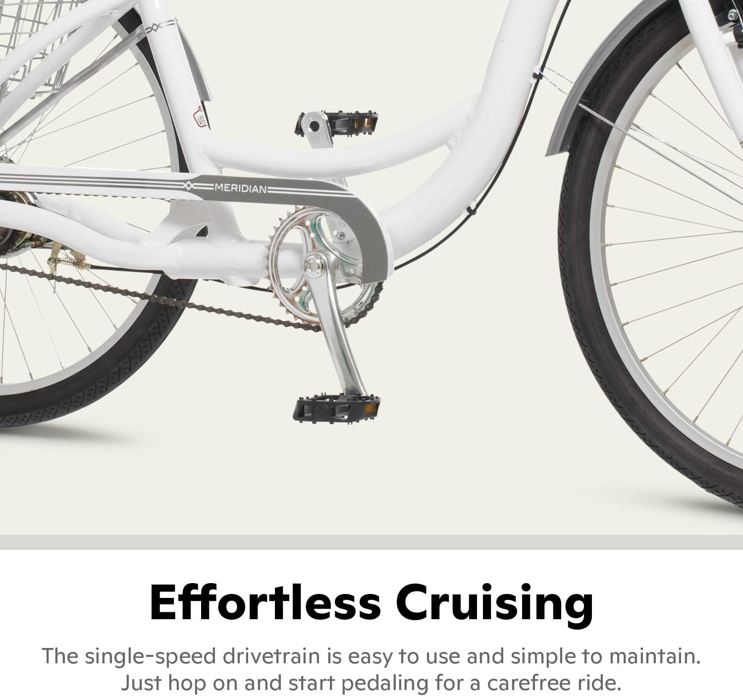 Schwinn Meridian Adult Tricycle Bike, Three Wheel Beach Cruiser, 24 & 26-Inch Wheels, Low Step-Through Aluminum Frame, Adjustable Handlebars, Large Cruiser Seat, Rear Folding Basket