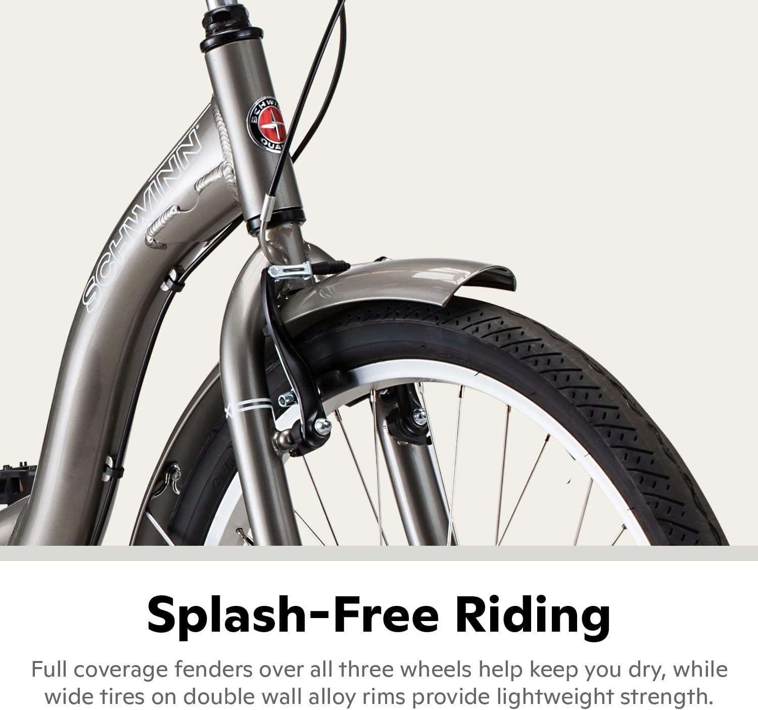 Schwinn Meridian Adult Tricycle Bike, Three Wheel Beach Cruiser, 24 & 26-Inch Wheels, Low Step-Through Aluminum Frame, Adjustable Handlebars, Large Cruiser Seat, Rear Folding Basket