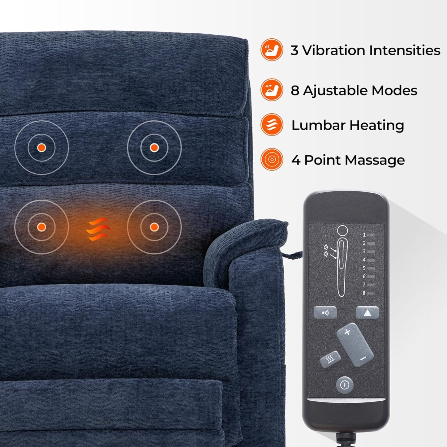 Irene House 9188 Medium Dual Motor Lay Flat Recliner Lift Chair Recliners Infinite Position with Heat Massage for Elderly Up to 300 LBS Electric Power Lift Recliner Chair Sofa