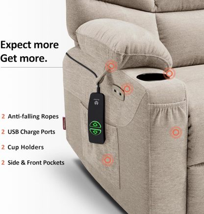 MCombo Regular Power Lift Recliner Chair with Extended Footrest for Elderly People, Fabric 7287 (Brown, Regular)