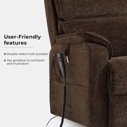 Irene House 9188 Medium Dual Motor Lay Flat Recliner Lift Chair Recliners Infinite Position with Heat Massage for Elderly Up to 300 LBS Electric Power Lift Recliner Chair Sofa