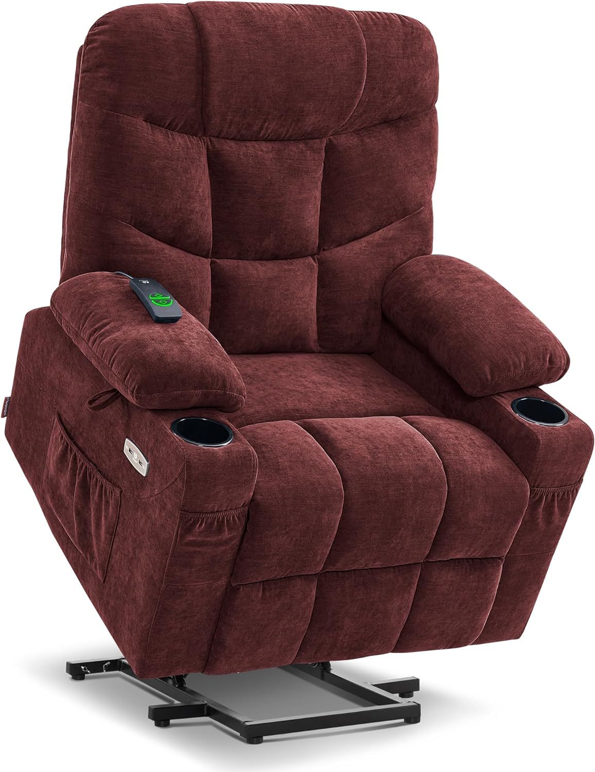 MCombo Regular Power Lift Recliner Chair with Extended Footrest for Elderly People, Fabric 7287 (Brown, Regular)
