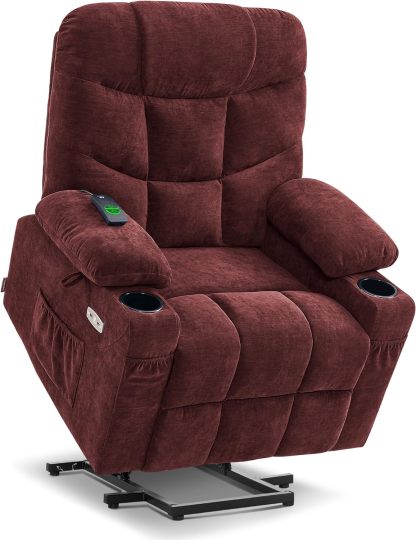 MCombo Regular Power Lift Recliner Chair with Extended Footrest for Elderly People, Fabric 7287 (Brown, Regular)