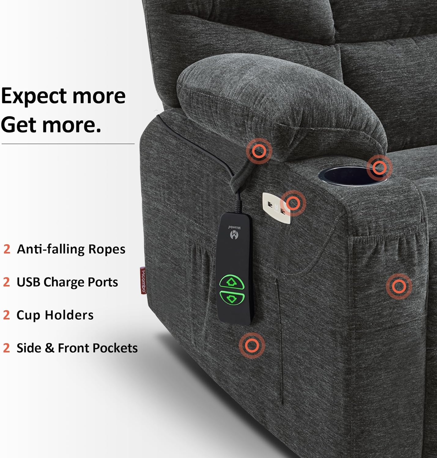 MCombo Regular Power Lift Recliner Chair with Extended Footrest for Elderly People, Fabric 7287 (Brown, Regular)