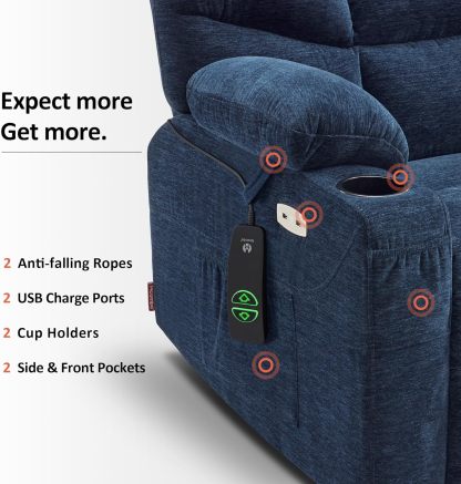 MCombo Regular Power Lift Recliner Chair with Extended Footrest for Elderly People, Fabric 7287 (Brown, Regular)