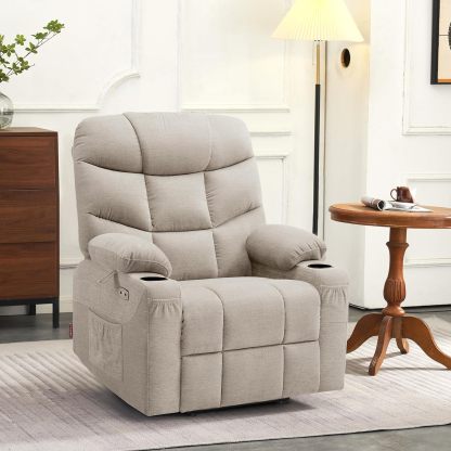 MCombo Regular Power Lift Recliner Chair with Extended Footrest for Elderly People, Fabric 7287 (Brown, Regular)