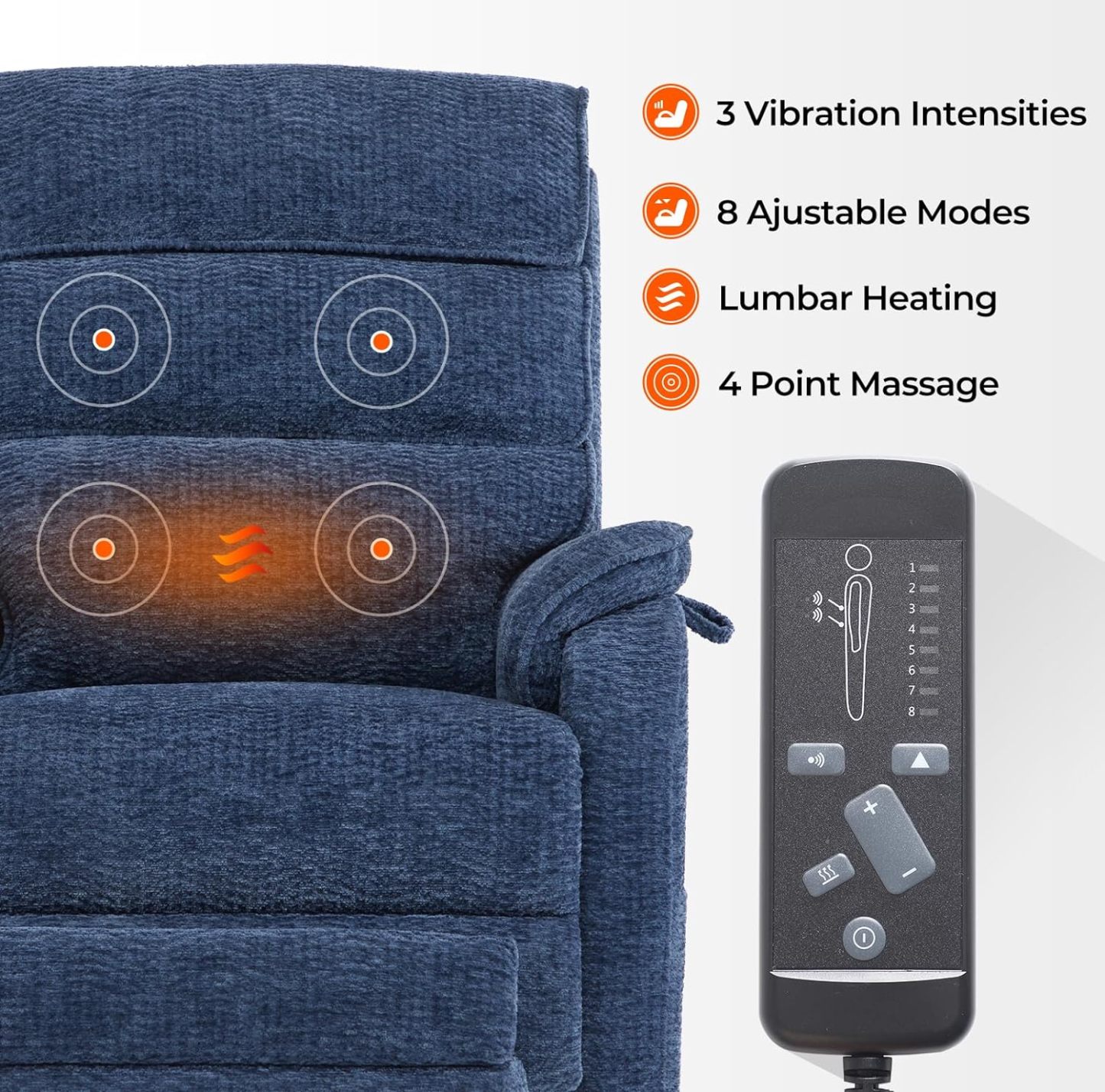 Irene House 9188 Medium Dual Motor Lay Flat Recliner Lift Chair Recliners Infinite Position with Heat Massage for Elderly Up to 300 LBS Electric Power Lift Recliner Chair Sofa