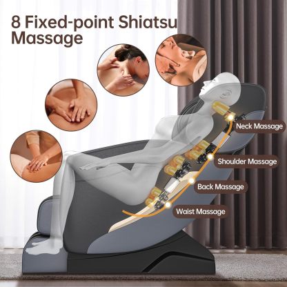 2024 Massage Chair, Full Body Zero Gravity Massage Chair with 8 Fixed Massage Rollers, 6 Auto Modes, Waist Heated, Bluetooth Speaker