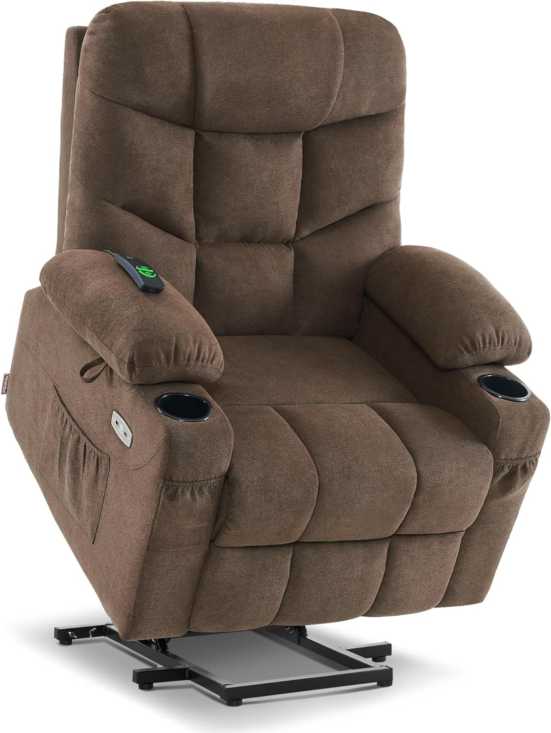 MCombo Regular Power Lift Recliner Chair with Extended Footrest for Elderly People, Fabric 7287 (Brown, Regular)