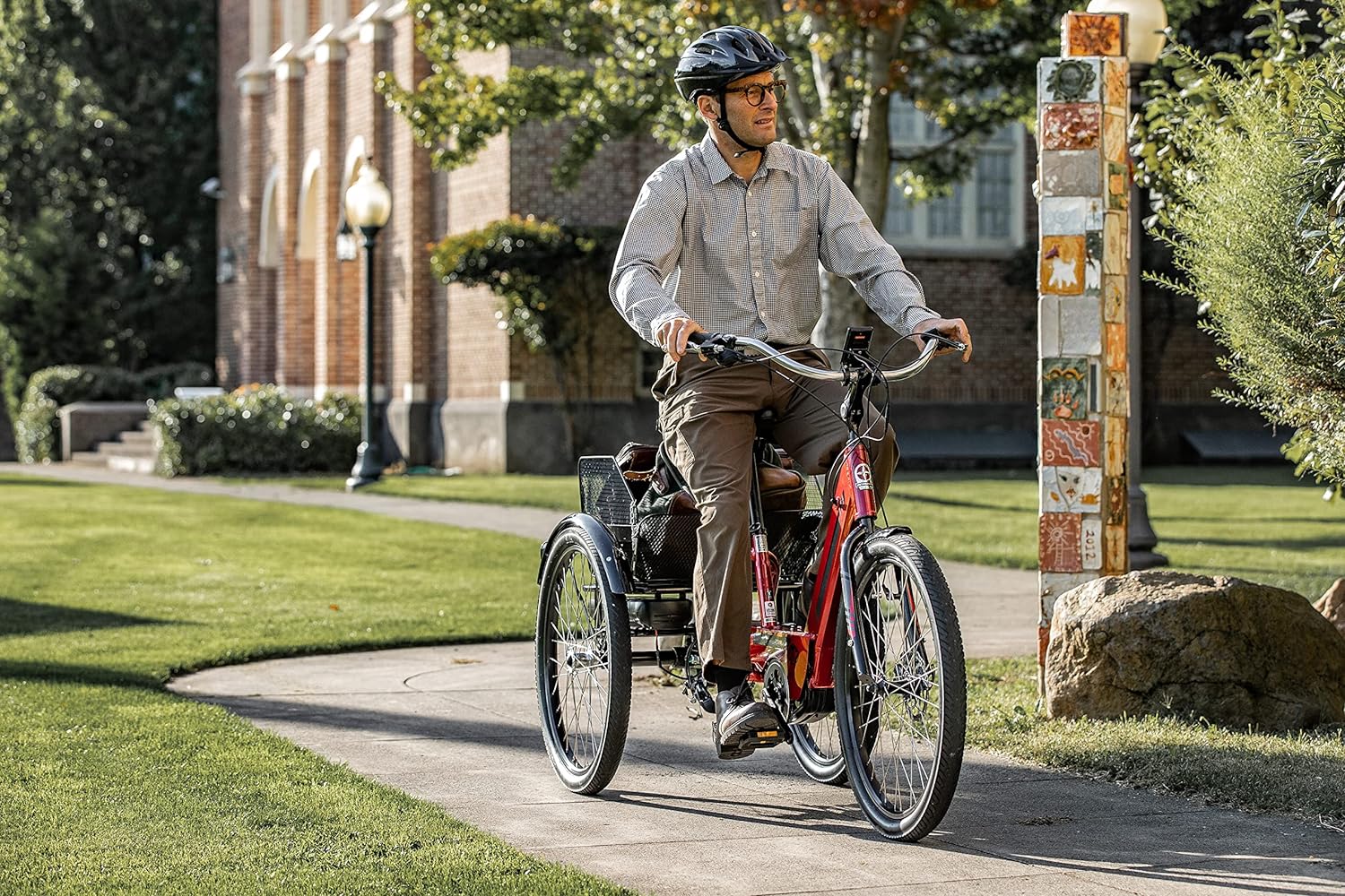 Schwinn Meridian Adult Tricycle Bike, Three Wheel Beach Cruiser, 24 & 26-Inch Wheels, Low Step-Through Aluminum Frame, Adjustable Handlebars, Large Cruiser Seat, Rear Folding Basket