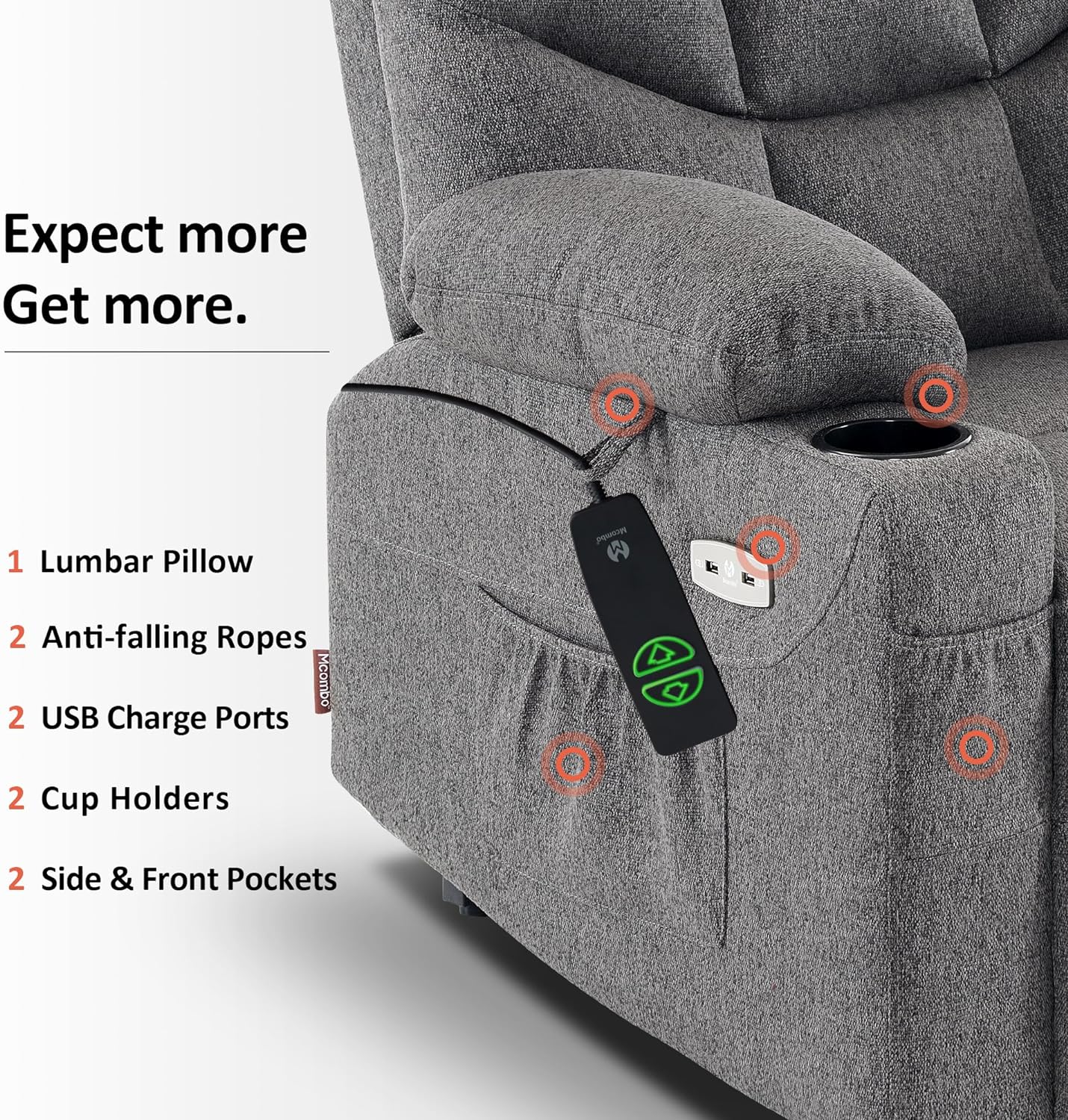 MCombo Regular Power Lift Recliner Chair with Extended Footrest for Elderly People, Fabric 7287 (Brown, Regular)