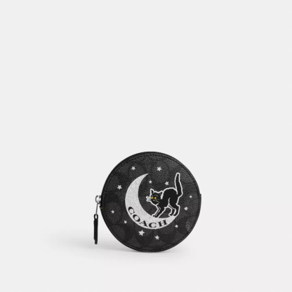 Coin Case In Signature Canvas With Halloween Graphic