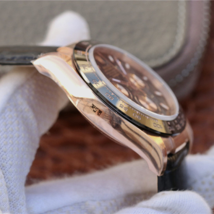 Daytona Rose Gold Leather Strap 40mm