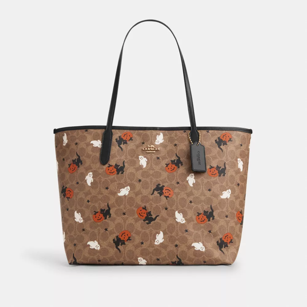 City Tote In Signature Canvas With Halloween Print