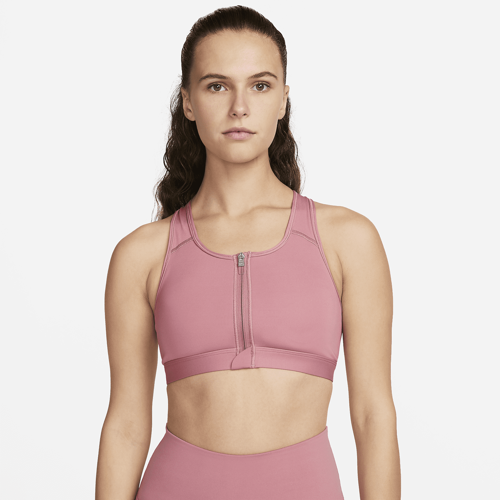 Women Medium-Support Padded Zip-Front Sports Bra