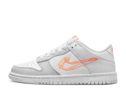Kids Low 3D Swoosh White Grey