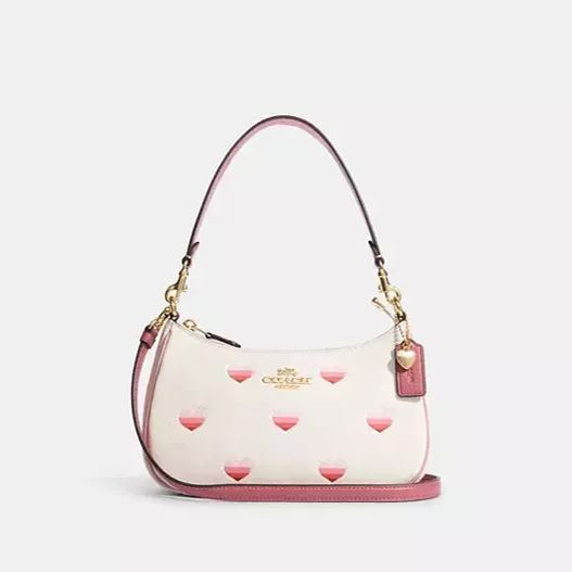 Shoulder Bag With Stripe Heart Print