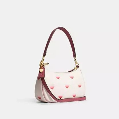 Shoulder Bag With Stripe Heart Print