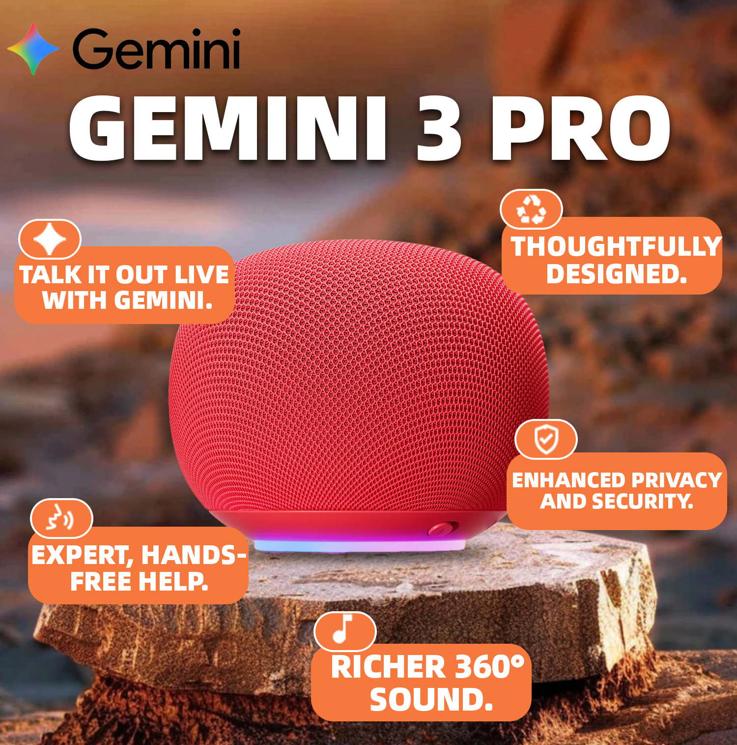 [Lifetime Free]🔥New Google Home Speaker(Build in 🤖Gemini 3 Pro, include Google Home Premium, No Subscription)