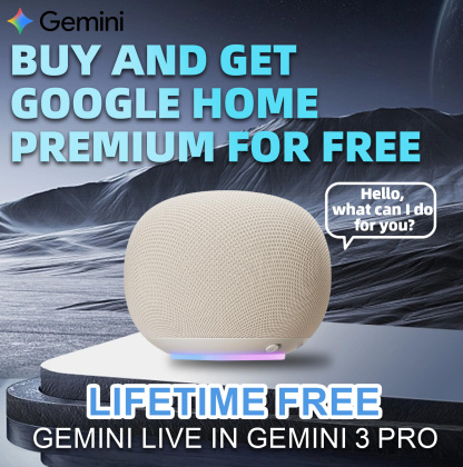 [Lifetime Free]🔥New Google Home Speaker(Build in 🤖Gemini 3 Pro, include Google Home Premium, No Subscription)
