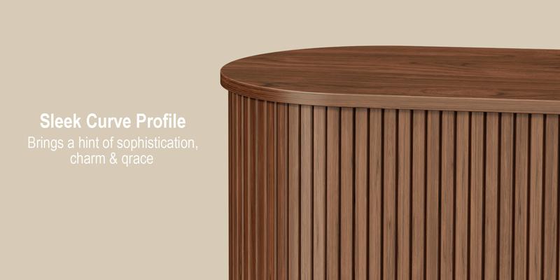 ONBRILL 40/48/55/63" Fluted Sideboard Buffet Cabinet With Storage, Sliding Door & Adjustable Shelf, Modern Accent Coffee Bar Console Table for Kitchen, Entryway