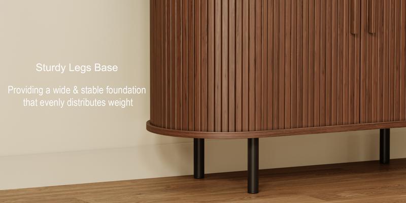 ONBRILL 40/48/55/63" Fluted Sideboard Buffet Cabinet With Storage, Sliding Door & Adjustable Shelf, Modern Accent Coffee Bar Console Table for Kitchen, Entryway