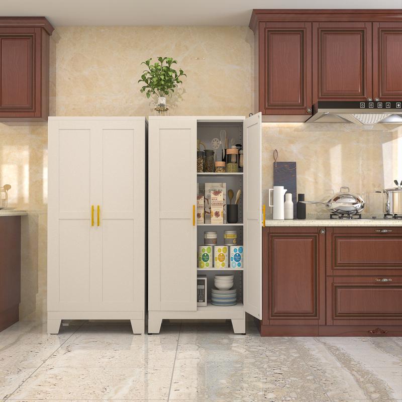 Metal Pantry Cabinet with 2 Doors and Adjustable Shelves - 61" Kitchen Storage Cabinet with Gold Handles - Versatile Storage for Kitchen, Bathroom, Dining Room, Utility Room Furniture mothersdaygift Metal Pantry Cabinet with 2 Doors and Adjustable Shelves - 61" Kitchen Storage Cabinet with Gold Handles - Versatile Storage for Kitchen, Bathroom, Dining Room, Utility Room Furniture mothersdaygift