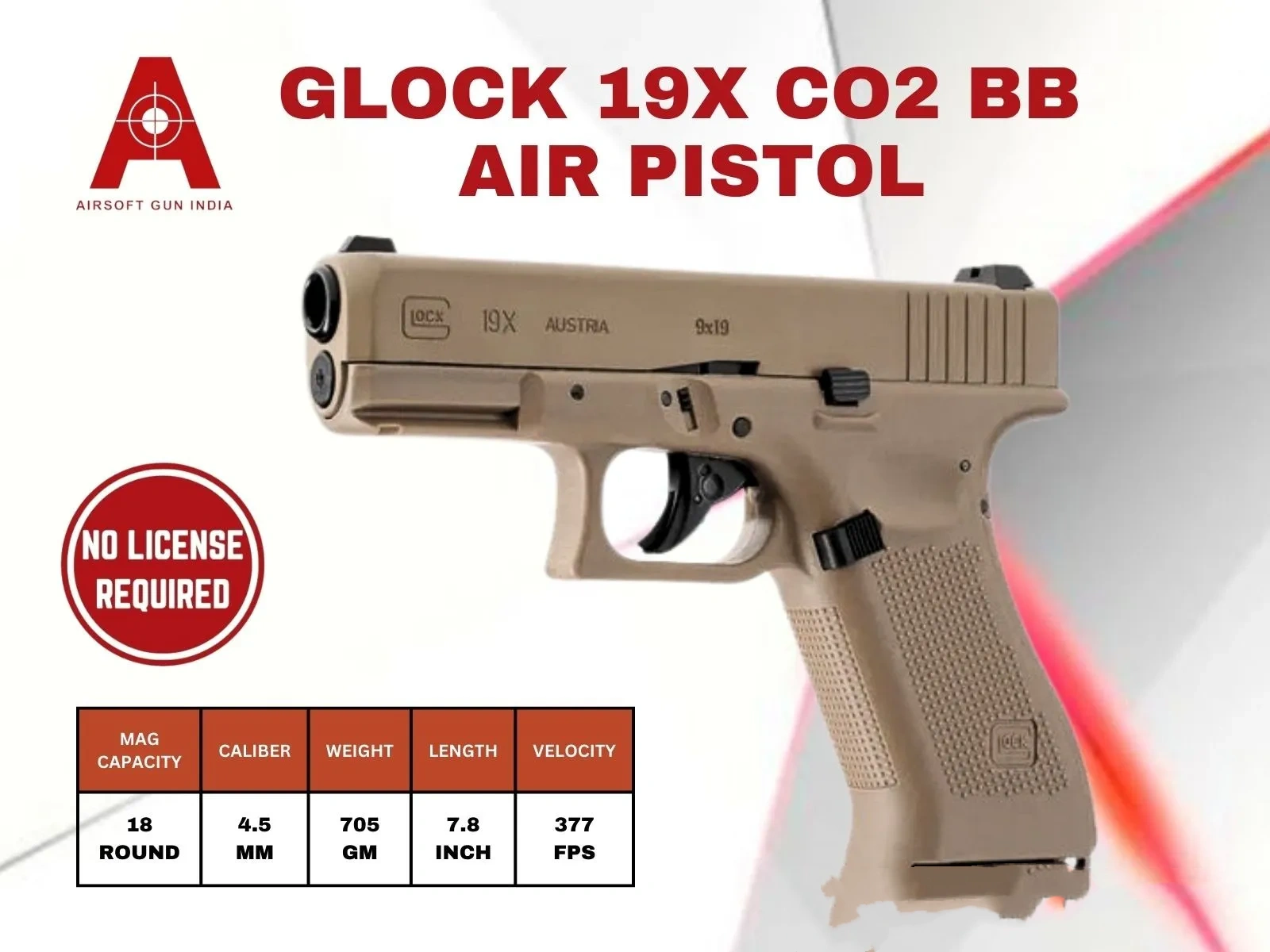 Glock 19X CO2 BB Air Pistol By Airsoft Toy Gun