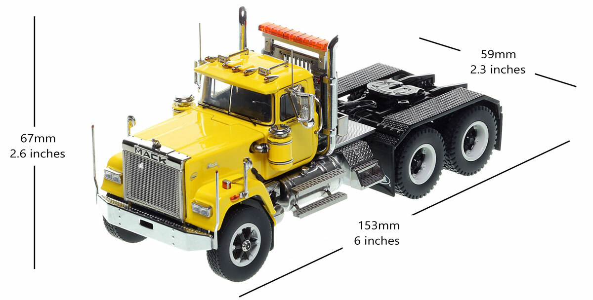 Mack Superliner Heavy Spec Tandem Axle Tractor - Yellow over Black Specs