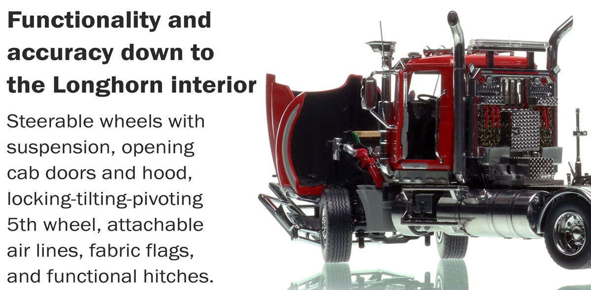 More functionality of 1:50 scale Mack Titan Tri-axle Tractor - DHH Red over Black